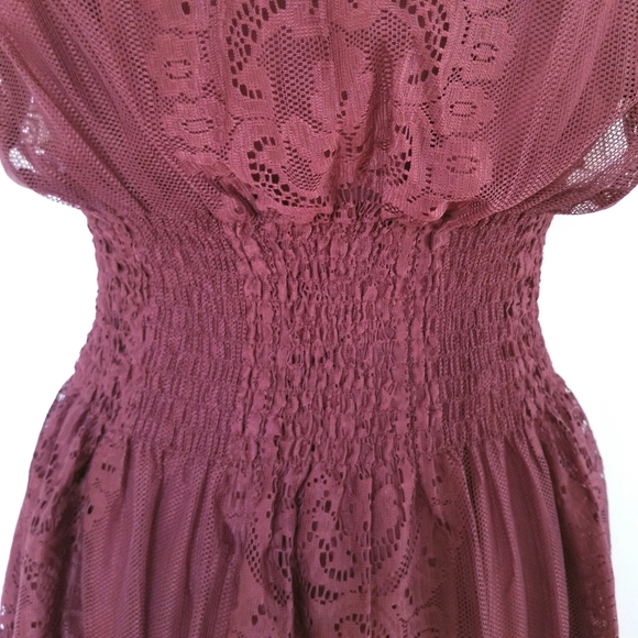 Pinky Ruched Waist Lace Overlay Dress - Picture 5 of 14